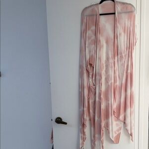 Pink Tie-Dye Women's Kimono Cardigan